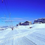 Il ghiacciaio è perfettamente battuto per lo sci estivo sullo Stelvio